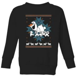 Disney Frozen Olaf And Snowmen Kids' Christmas Sweatshirt - Black