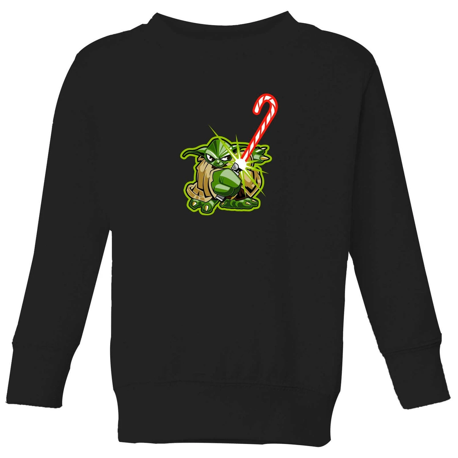 Star Wars Candy Cane Yoda Kids' Christmas Jumper - Black 3 Star Wars Candy Cane Yoda Kids' Christmas Jumper - Black