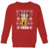 Marvel Thor Face Kids' Christmas Jumper - Red -Christmas Clothes Store 11968309 1574627107444534