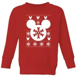 Disney Snowflake Silhouette Kids' Christmas Jumper - Red