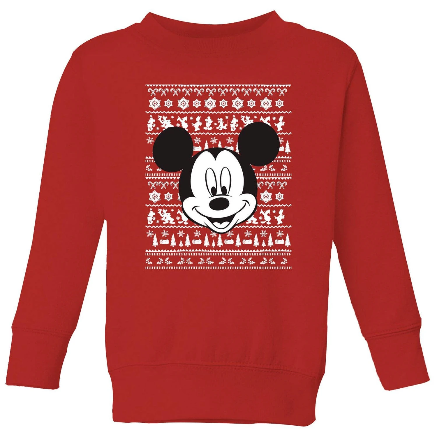 Disney Mickey Face Kids' Christmas Jumper - Red 3 Disney Mickey Face Kids' Christmas Jumper - Red