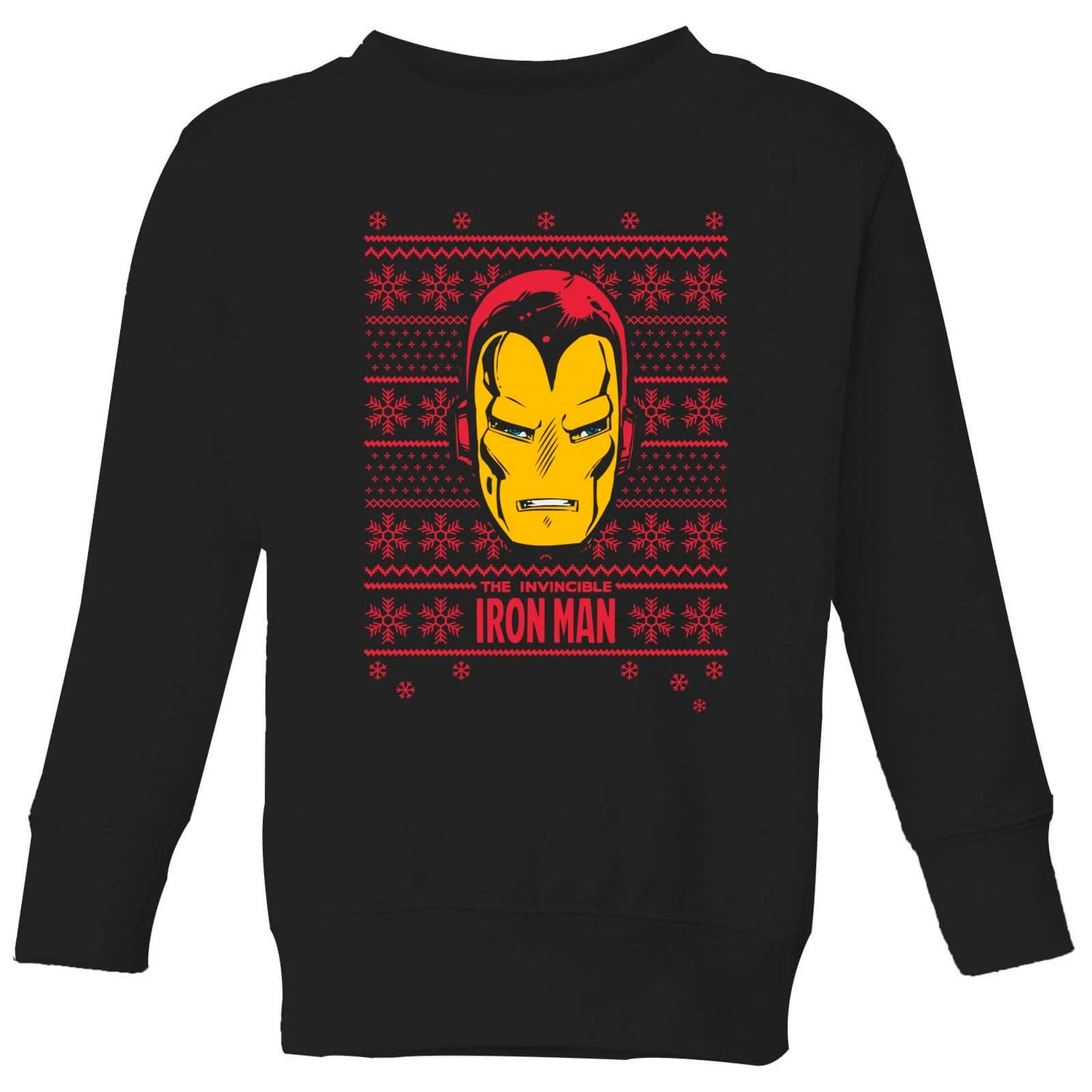 Marvel Iron Man Face Kids' Christmas Jumper - Black 3 Marvel Iron Man Face Kids' Christmas Jumper - Black