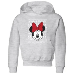 Disney Minnie Face Kids' Christmas Hoodie - Grey