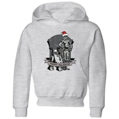 Star Wars Happy Holidays Droids Kids' Christmas Hoodie - Grey
