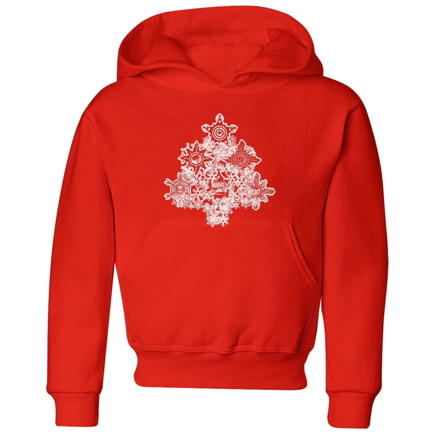 Marvel Shields Snowflakes Kids' Christmas Hoodie - Red 3 Marvel Shields Snowflakes Kids' Christmas Hoodie - Red