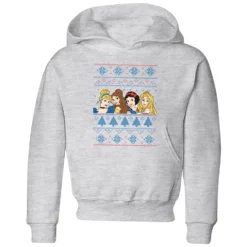 Disney Princess Faces Kids' Christmas Hoodie - Grey