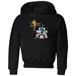 Star Wars Tangled Fairy Lights Droids Kids' Christmas Hoodie - Black