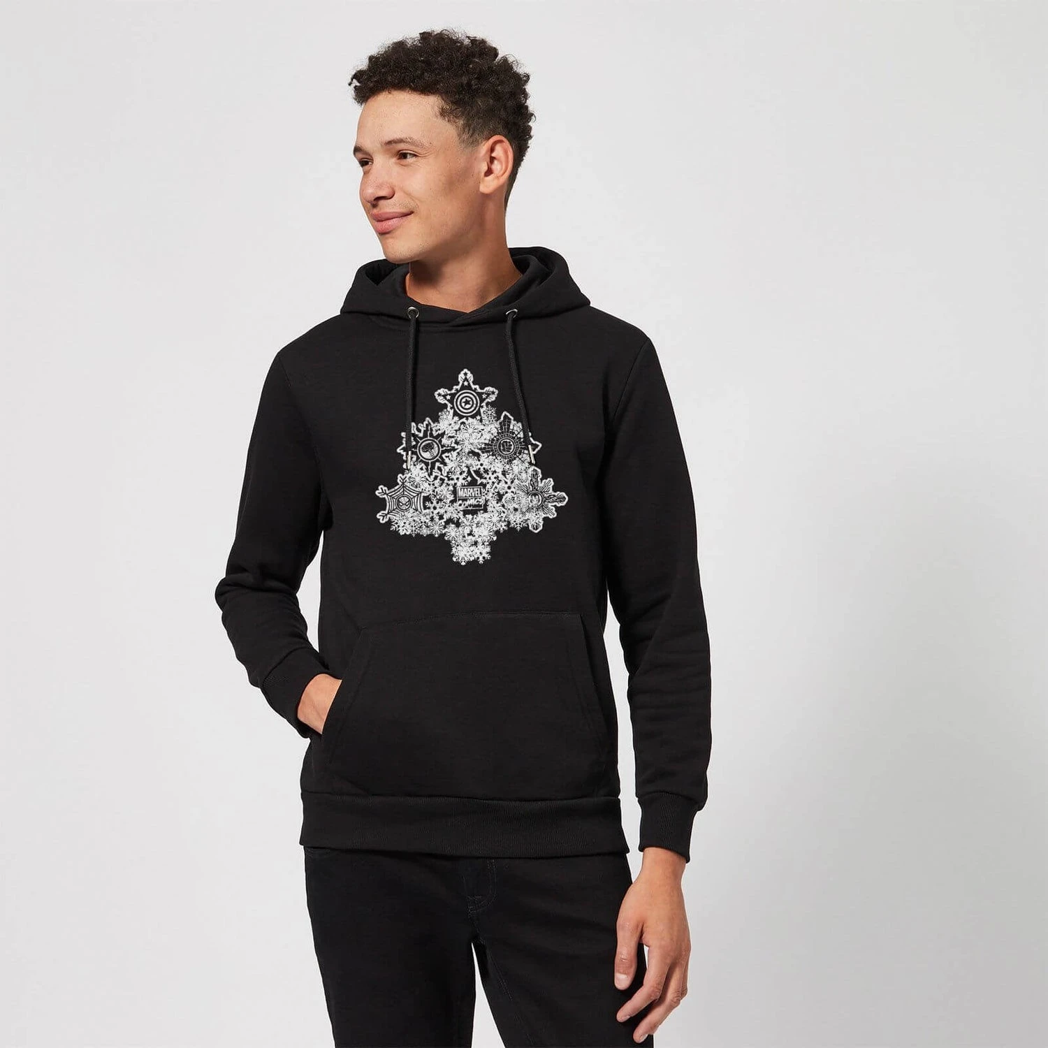 Marvel Shields Snowflakes Christmas Hoodie - Black 5 Marvel Shields Snowflakes Christmas Hoodie - Black - Image 3