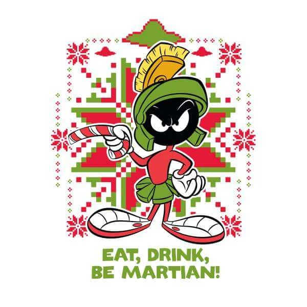Looney Tunes Eat Drink Be Martian Men's Christmas T-Shirt - White 4 Looney Tunes Eat Drink Be Martian Men's Christmas T-Shirt - White - Image 2