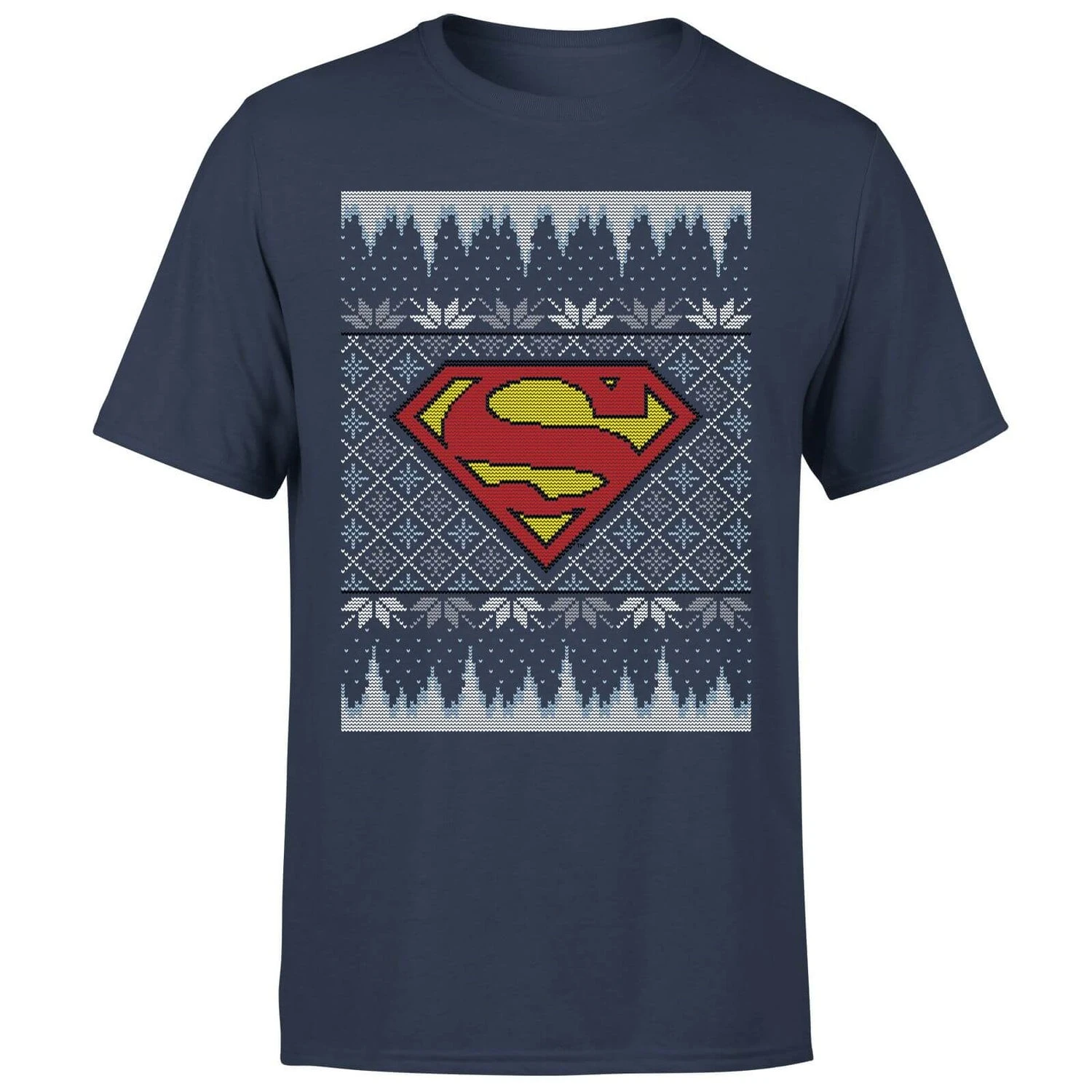 DC COMICS DC Superman Knit Men's Christmas T-Shirt - Navy 7 DC COMICS DC Superman Knit Men's Christmas T-Shirt - Navy - Image 5
