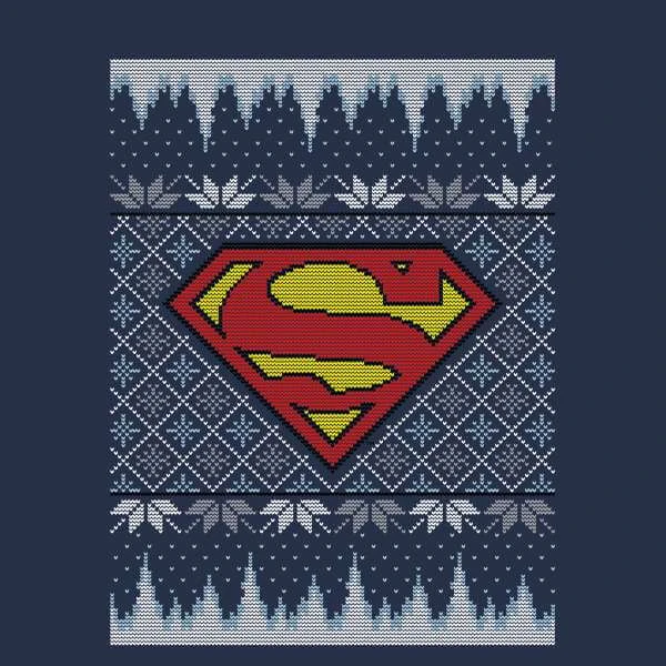 DC COMICS DC Superman Knit Men's Christmas T-Shirt - Navy 4 DC COMICS DC Superman Knit Men's Christmas T-Shirt - Navy - Image 2