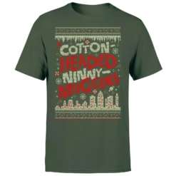 Elf Cotton-Headed-Ninny-Muggins Knit Men's Christmas T-Shirt - Forest Green -Christmas Clothes Store 11969974 3624627084551969