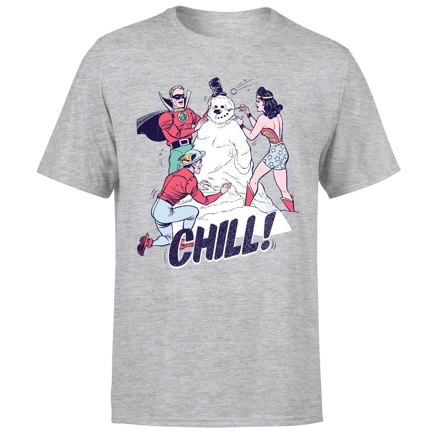 DC COMICS DC Chill! Men's Christmas T-Shirt - Grey 7 DC COMICS DC Chill! Men's Christmas T-Shirt - Grey - Image 5