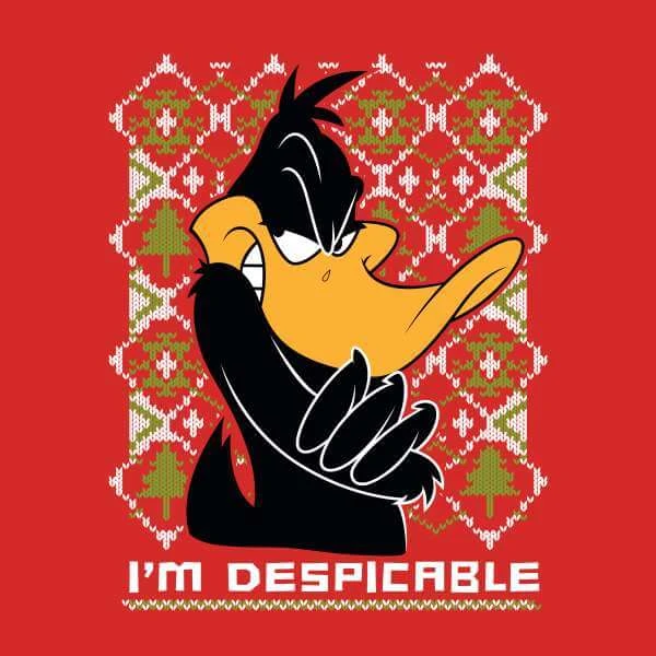 Looney Tunes Daffy Duck Knit Men's Christmas T-Shirt - Red 4 Looney Tunes Daffy Duck Knit Men's Christmas T-Shirt - Red - Image 2