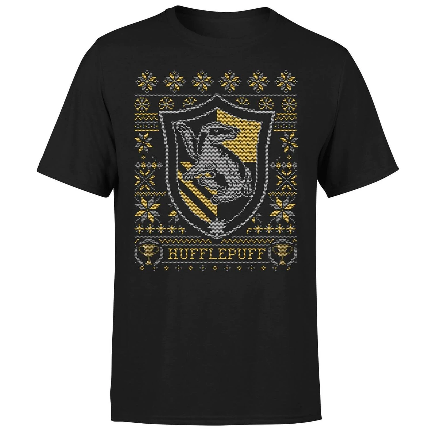 Harry Potter Hufflepuff Crest Men's Christmas T-Shirt - Black 7 Harry Potter Hufflepuff Crest Men's Christmas T-Shirt - Black - Image 5