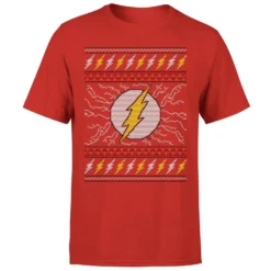 DC COMICS DC Flash Knit Men's Christmas T-Shirt - Red -Christmas Clothes Store 11970211 1214627070379819