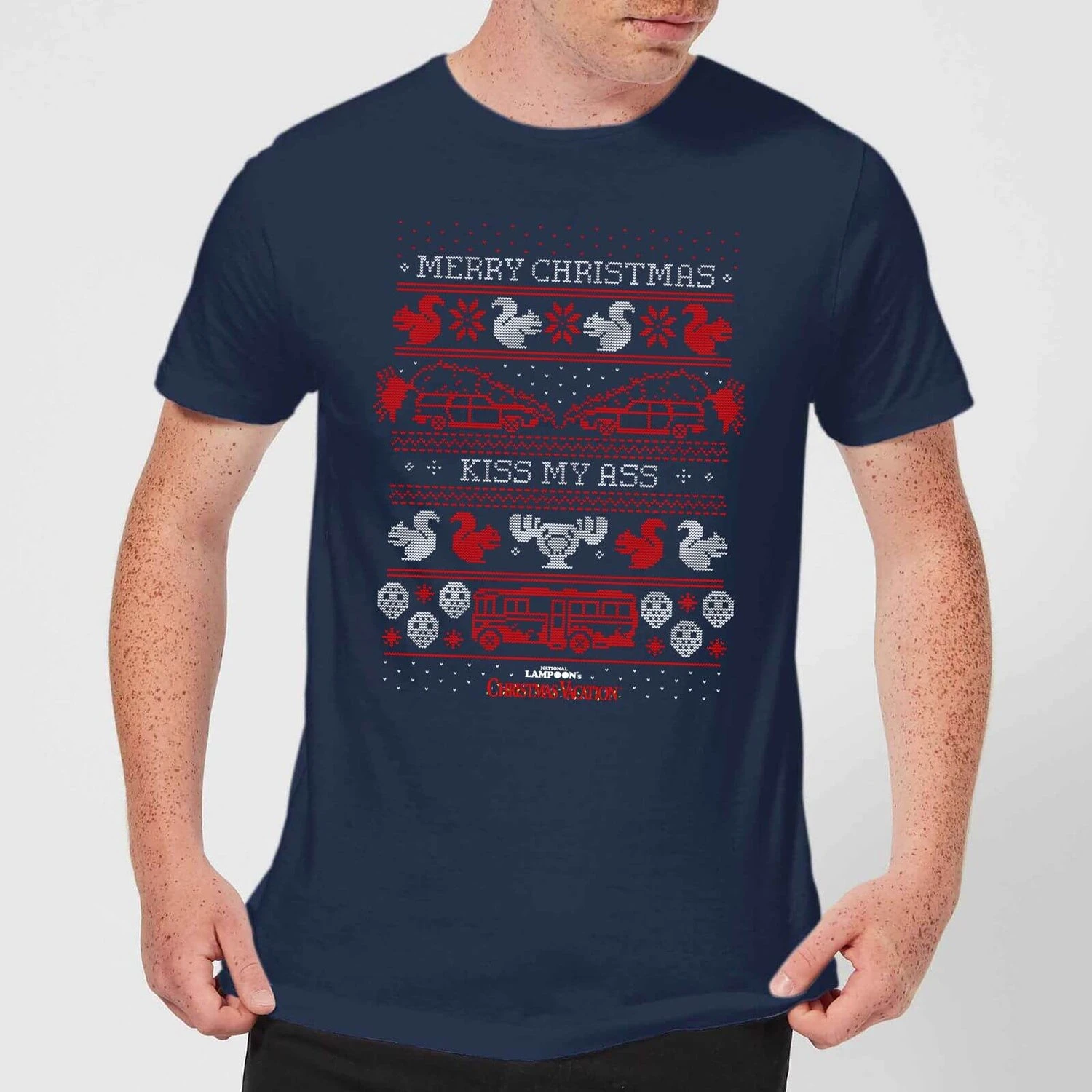 National Lampoon Merry Christmas Knit Men's Christmas T-Shirt - Navy 3 National Lampoon Merry Christmas Knit Men's Christmas T-Shirt - Navy