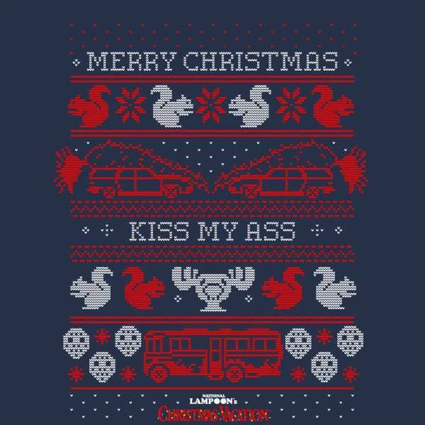 National Lampoon Merry Christmas Knit Men's Christmas T-Shirt - Navy 4 National Lampoon Merry Christmas Knit Men's Christmas T-Shirt - Navy - Image 2