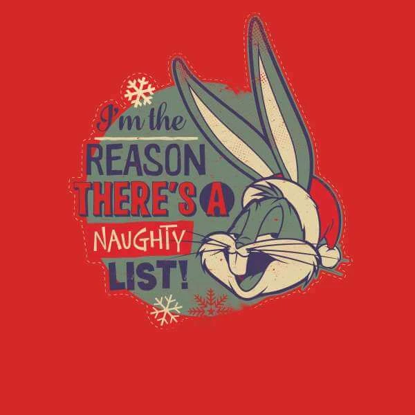 Looney Tunes I'm The Reason There Is A Naughty List Men's Christmas T-Shirt - Red 4 Looney Tunes I'm The Reason There Is A Naughty List Men's Christmas T-Shirt - Red - Image 2