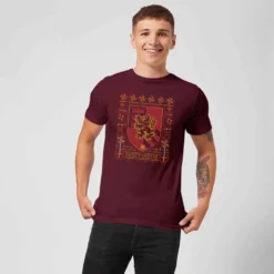 Harry Potter Gryffindor Crest Men's Christmas T-Shirt - Burgundy -Christmas Clothes Store 11970262 1704627063211715