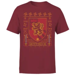 Harry Potter Gryffindor Crest Men's Christmas T-Shirt - Burgundy -Christmas Clothes Store 11970262 6374627063477482
