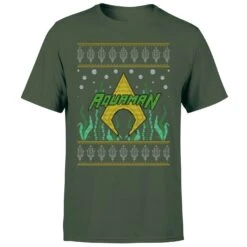 DC COMICS DC Aquaman Knit Men's Christmas T-Shirt - Forest Green