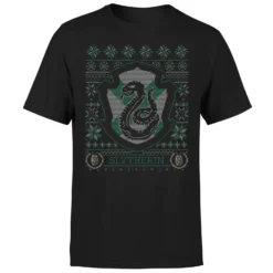 Harry Potter Slytherin Crest Men's Christmas T-Shirt - Black -Christmas Clothes Store 11970295 1464627065539190