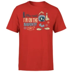Looney Tunes Martian Who Said Im On The Naughty List Men's Christmas T-Shirt - Red -Christmas Clothes Store 11970334 9404627067185098