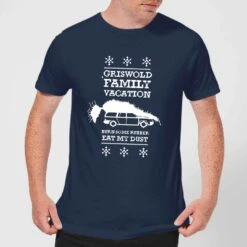 Christmas Clothes Store 30 National Lampoon Griswold Vacation Ugly Knit Men's Christmas T-Shirt - Navy
