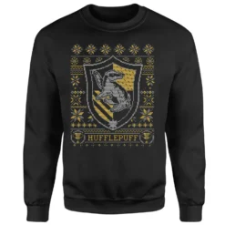 Harry Potter Hufflepuff Crest Christmas Jumper - Black -Christmas Clothes Store 11970613 4004627068810426