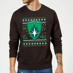 Marvel Guardians Of The Galaxy Badge Pattern Christmas Christmas Jumper - Black