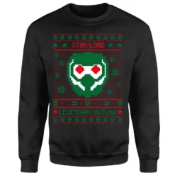 Marvel Guardians Of The Galaxy Star-Lord Pattern Christmas Jumper - Black -Christmas Clothes Store 11970664 1844627071403227