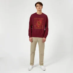 Harry Potter Gryffindor Crest Christmas Jumper - Burgundy 8 Harry Potter Gryffindor Crest Christmas Jumper - Burgundy -Christmas Clothes Store 11970673 1004627071469011