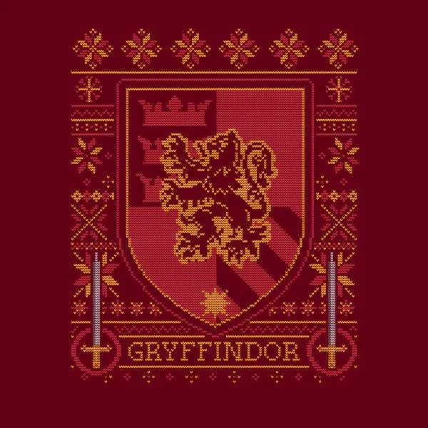 Harry Potter Gryffindor Crest Christmas Jumper - Burgundy 4 Harry Potter Gryffindor Crest Christmas Jumper - Burgundy - Image 2