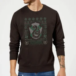 Harry Potter Slytherin Crest Christmas Jumper - Black
