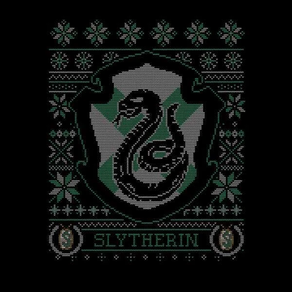 Harry Potter Slytherin Crest Christmas Jumper - Black 4 Harry Potter Slytherin Crest Christmas Jumper - Black - Image 2