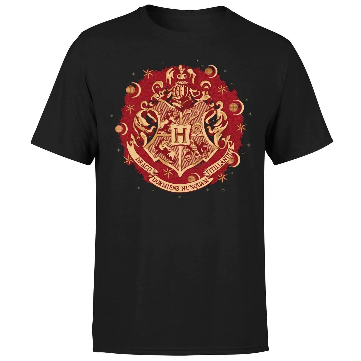 Harry Potter Hogwarts Christmas Crest Men's T-Shirt - Black 7 Harry Potter Hogwarts Christmas Crest Men's T-Shirt - Black - Image 5