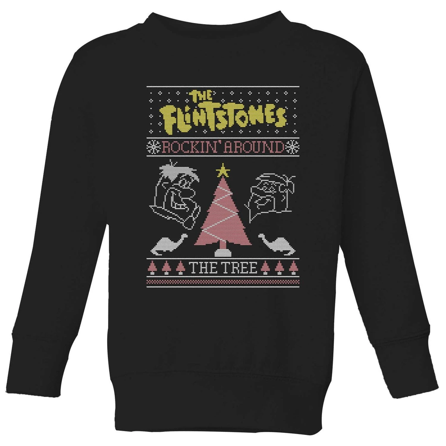 Flintstones Rockin Around The Tree Kids' Christmas Jumper - Black 3 Flintstones Rockin Around The Tree Kids' Christmas Jumper - Black