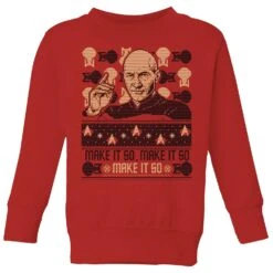 Star Trek: The Next Generation Make It So Kids' Christmas Jumper - Red