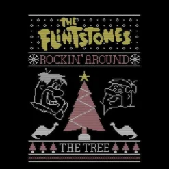 Flintstones Rockin Around The Tree Men's Christmas T-Shirt - Black -Christmas Clothes Store 12336798 1024714228268244