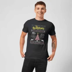 Flintstones Rockin Around The Tree Men's Christmas T-Shirt - Black -Christmas Clothes Store 12336798 8164714270822536