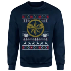 Captain Marvel Christmas Jumper - Navy -Christmas Clothes Store 12358406 1644717862808900