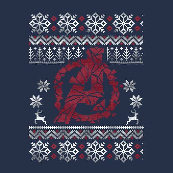 Marvel Avengers Logo Christmas Jumper Sweatshirt - Navy 4 Marvel Avengers Logo Christmas Jumper Sweatshirt - Navy - Image 2