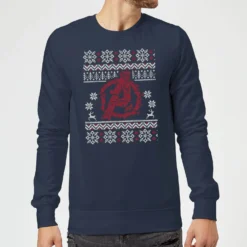 Marvel Avengers Logo Christmas Jumper Sweatshirt - Navy