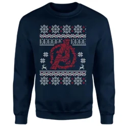 Marvel Avengers Logo Christmas Jumper Sweatshirt - Navy 9 Marvel Avengers Logo Christmas Jumper Sweatshirt - Navy -Christmas Clothes Store 12358424 4434717862095053