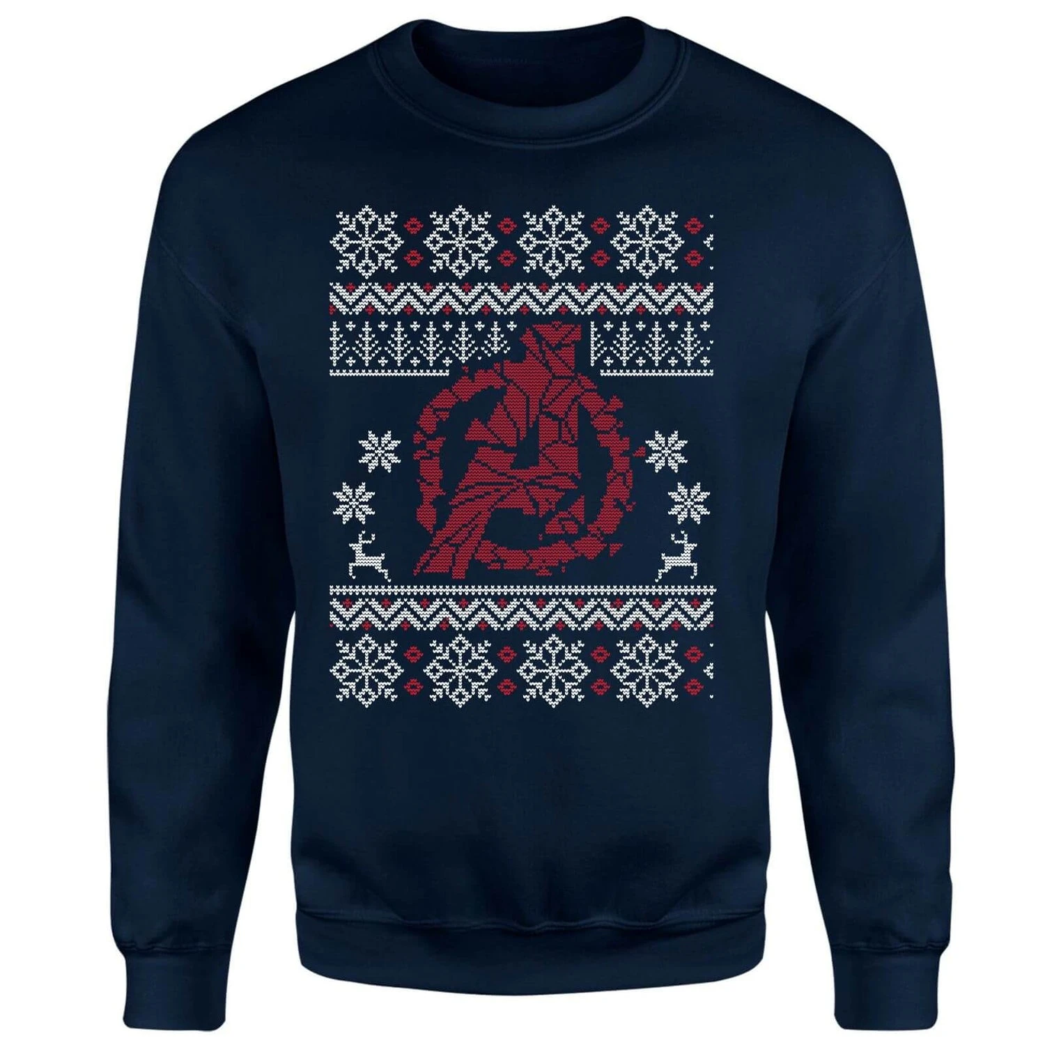 Marvel Avengers Logo Christmas Jumper Sweatshirt - Navy 6 Marvel Avengers Logo Christmas Jumper Sweatshirt - Navy - Image 4