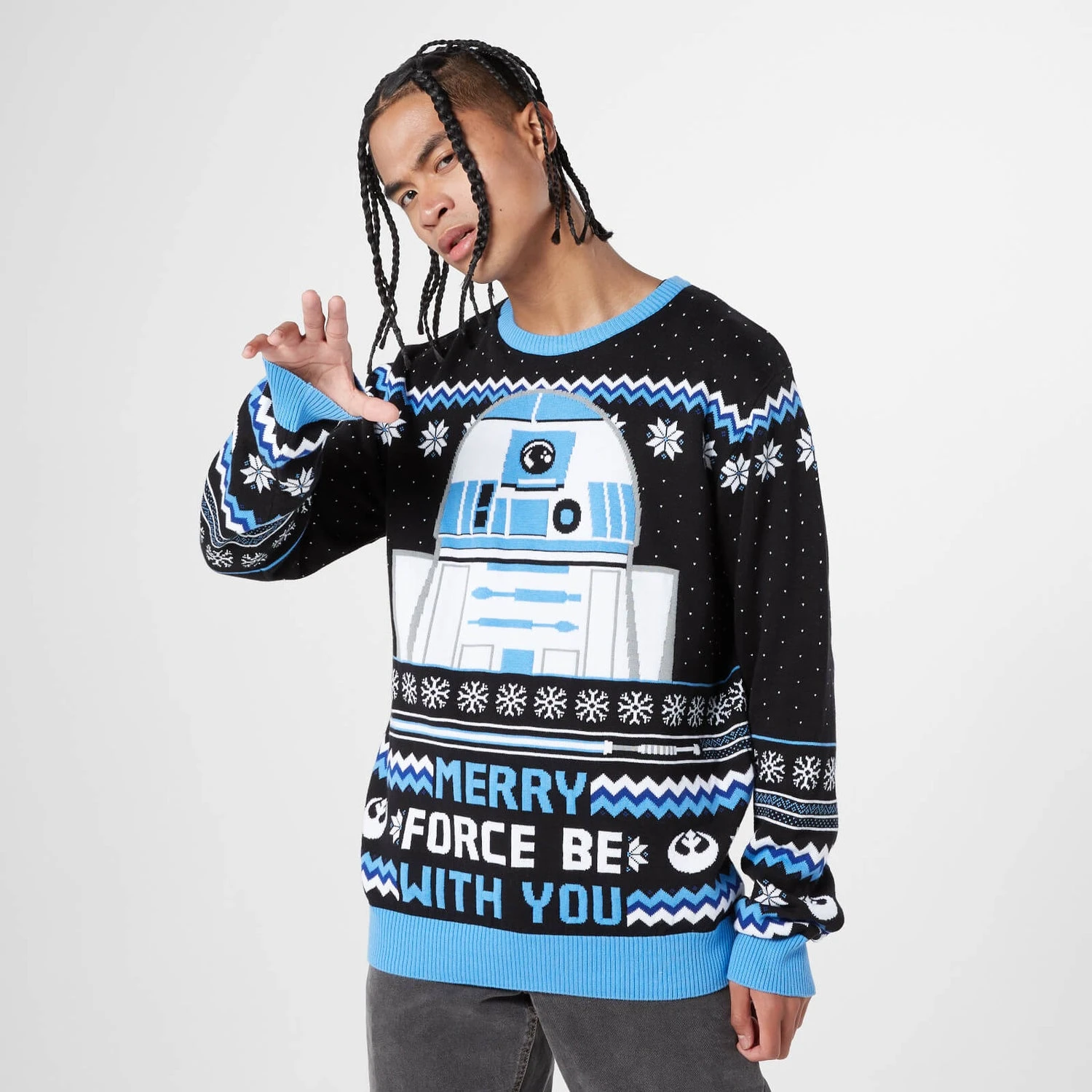 Merry Force Be With You Christmas Knitted Jumper Black 8 Merry Force Be With You Christmas Knitted Jumper Black - Image 6
