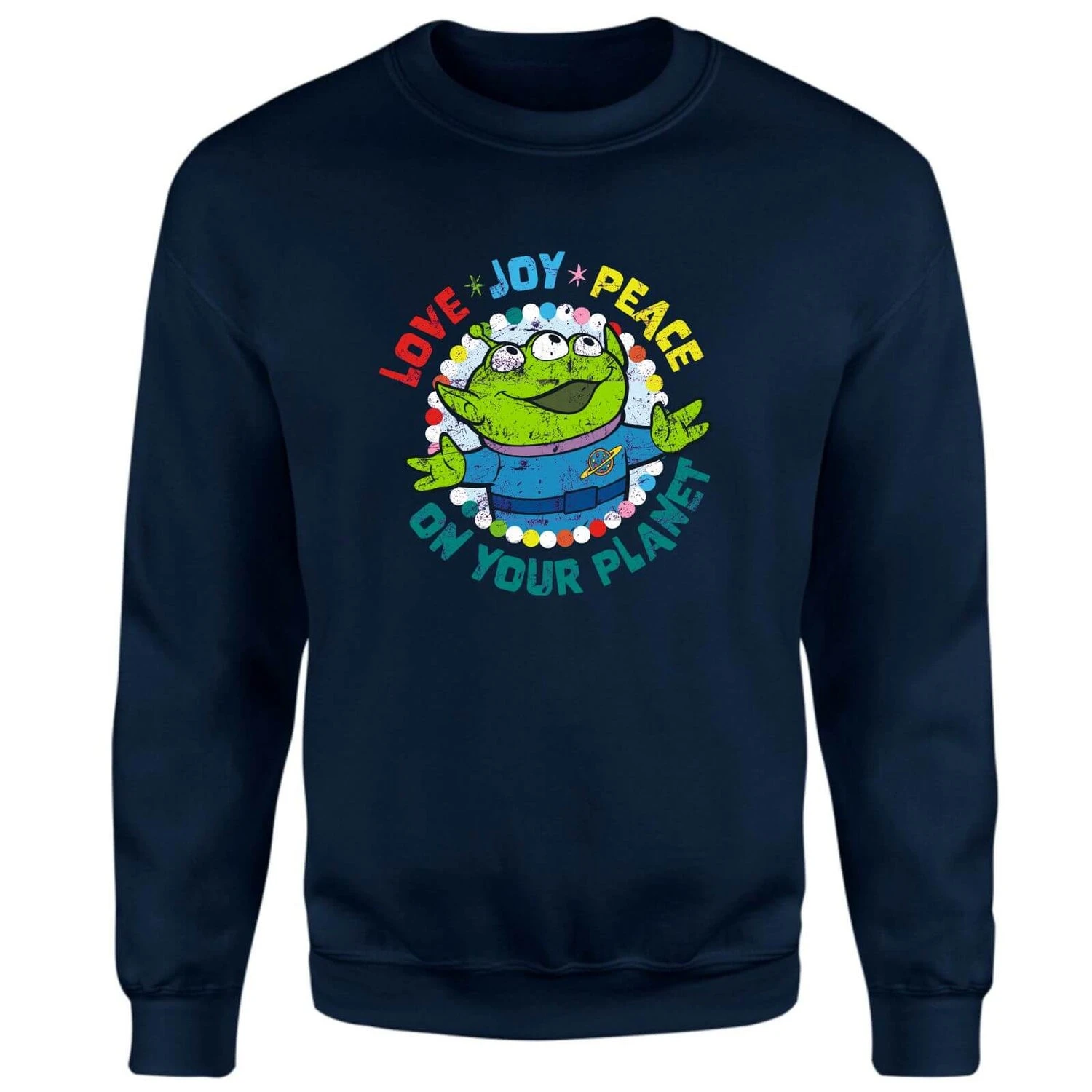 Disney Love, Joy, Peace Christmas Jumper - Navy 3 Disney Love, Joy, Peace Christmas Jumper - Navy