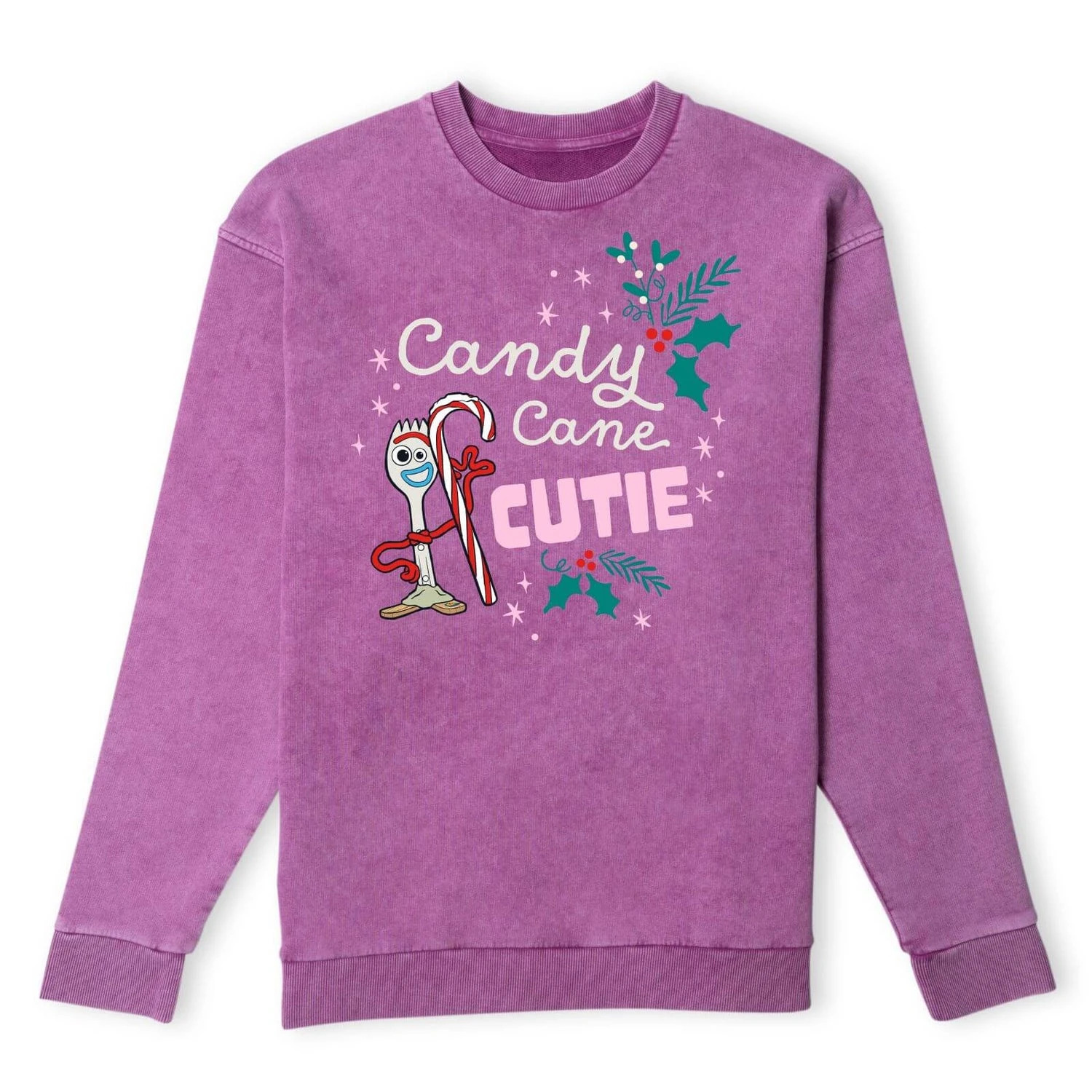 Disney Candy Cane Cutie Christmas Jumper - Purple Acid Wash 3 Disney Candy Cane Cutie Christmas Jumper - Purple Acid Wash